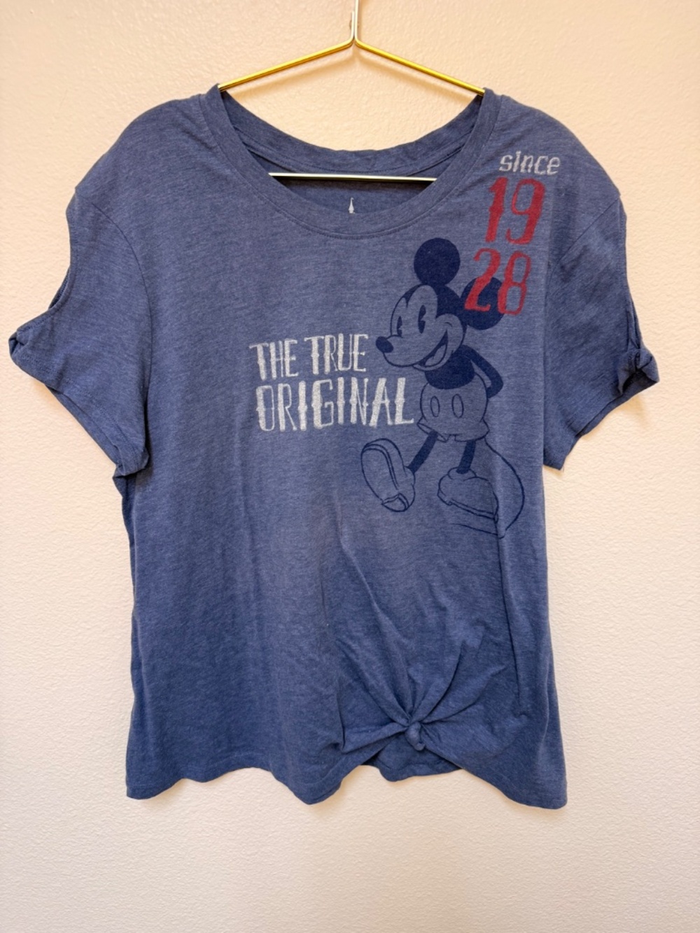 Disney Parks Mickey Mouse True Original Blue Knot Women's Front Graphic Tee XXL
